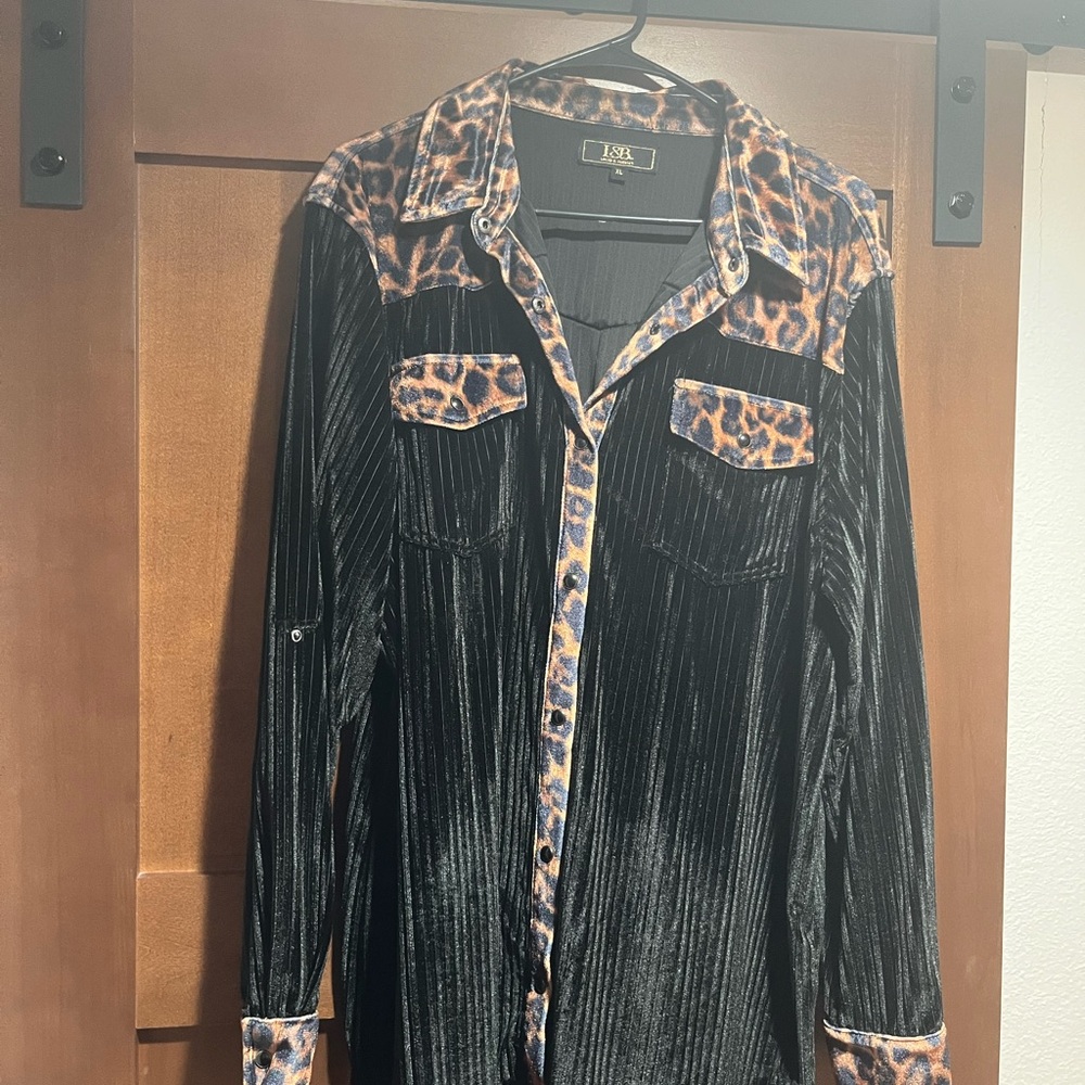 Black and Leopard Print Shirt